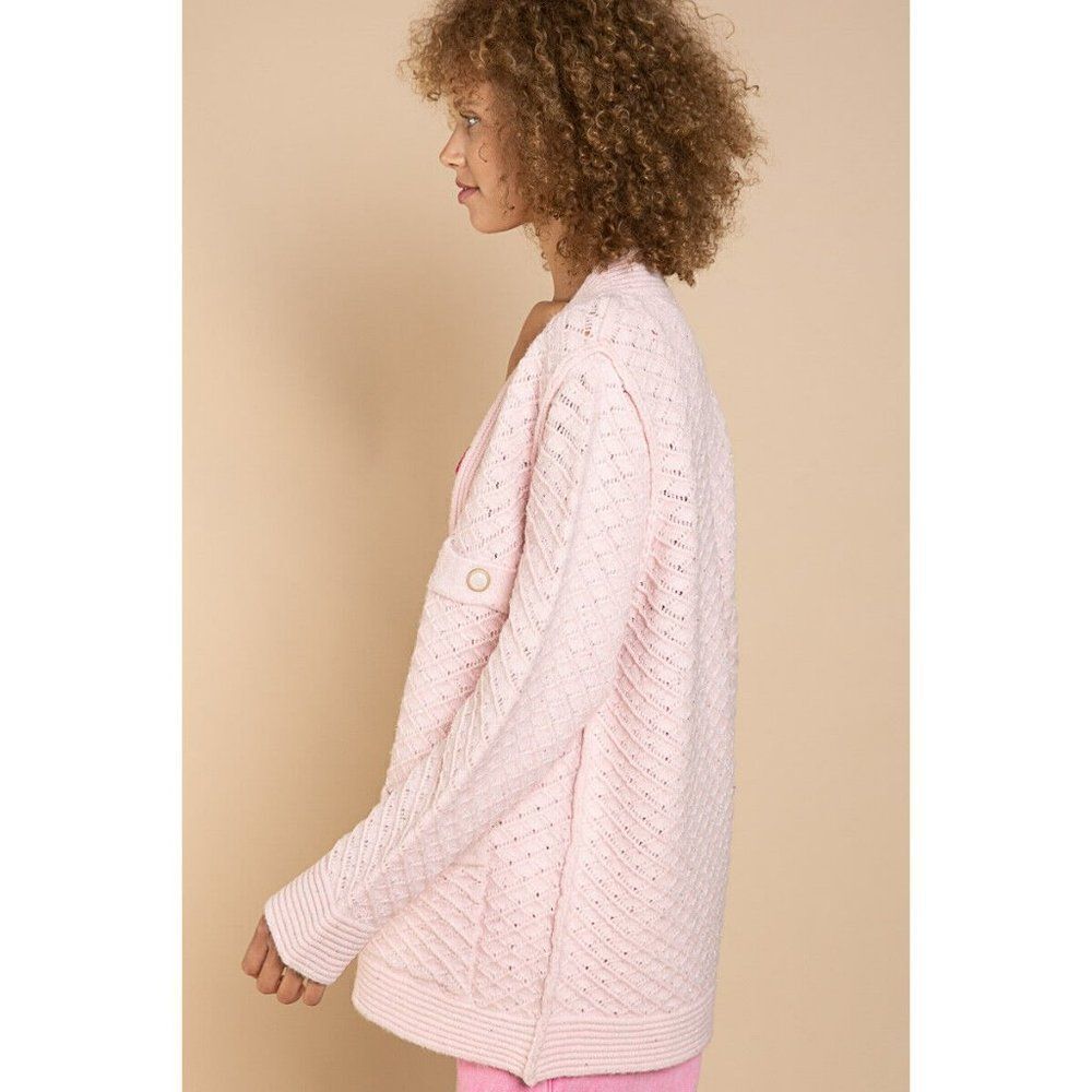 POL Clothing Women's Baby Pink Luxe Open Cardigan Sweater with Buttons YST174 - Picture 11 of 12